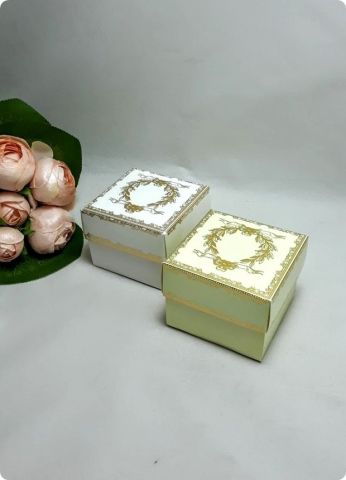 10 Lu (8x8x6 Cm) Baskılı Karton Kare Toptan Şeker Kutuları